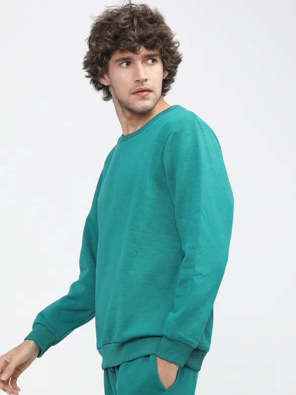 Highlander Men Green Round Neck Pullover Sweatshirt