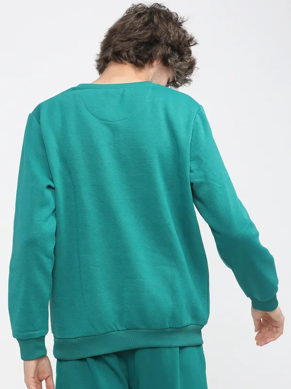 Highlander Men Green Round Neck Pullover Sweatshirt