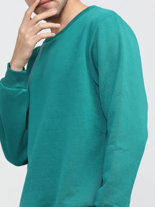 Highlander Men Green Round Neck Pullover Sweatshirt