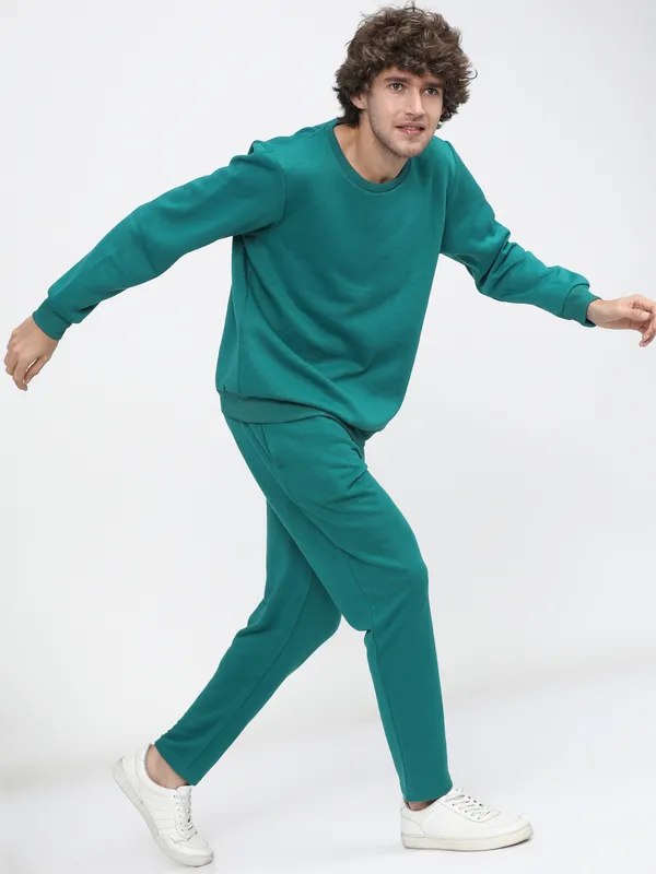 Highlander Men Green Round Neck Pullover Sweatshirt