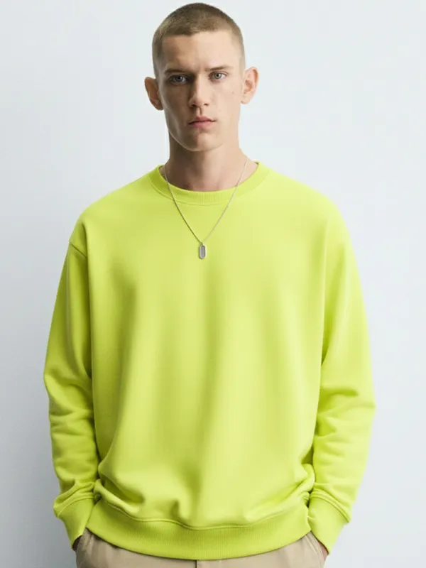 Highlander Men Yellow Round Neck Pullover Sweatshirt