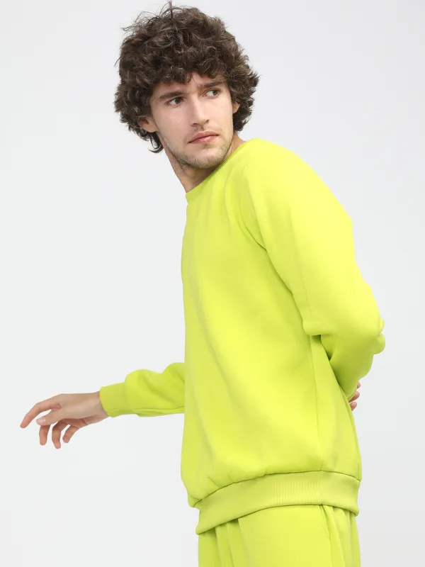 Highlander Men Yellow Round Neck Pullover Sweatshirt
