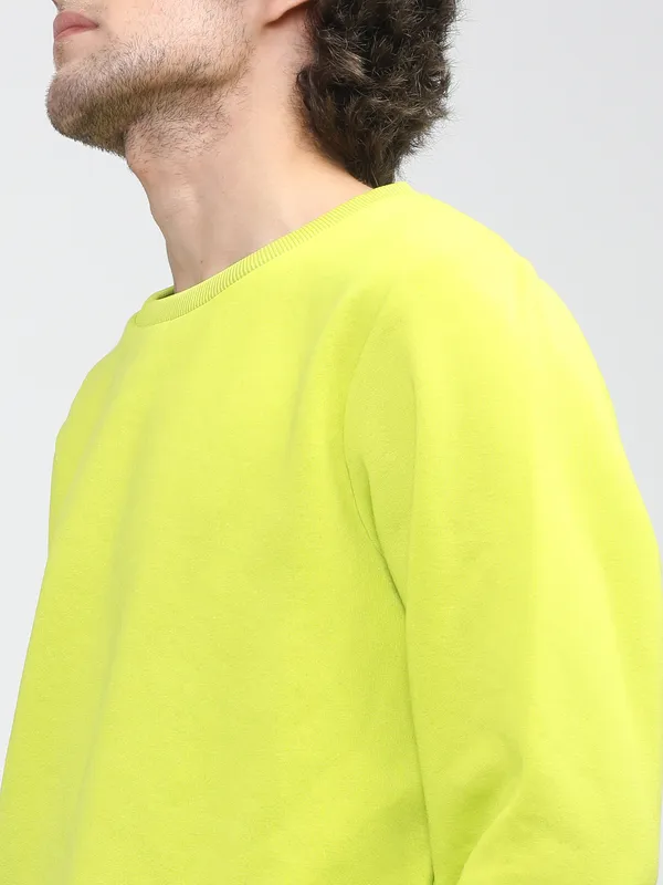 Highlander Men Yellow Round Neck Pullover Sweatshirt