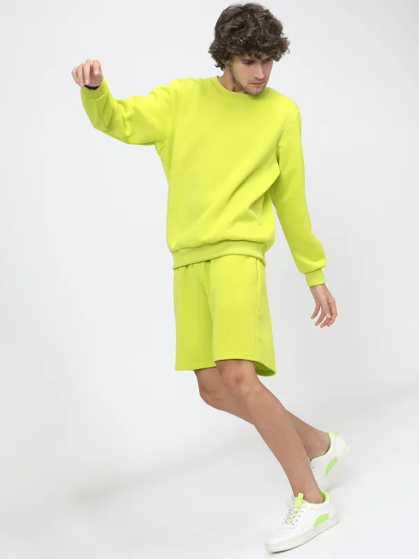 Highlander Men Yellow Round Neck Pullover Sweatshirt