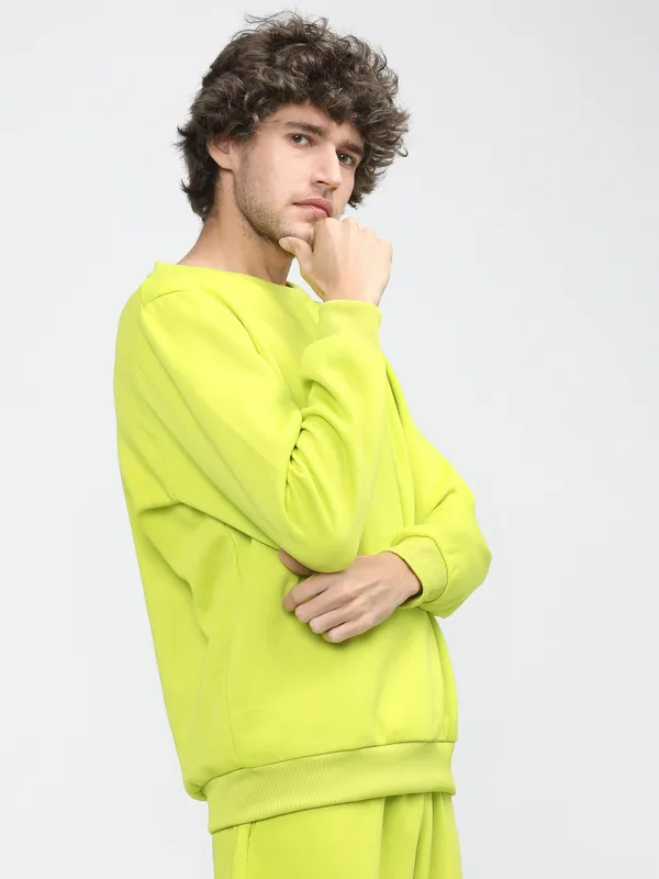 Highlander Men Yellow Round Neck Pullover Sweatshirt