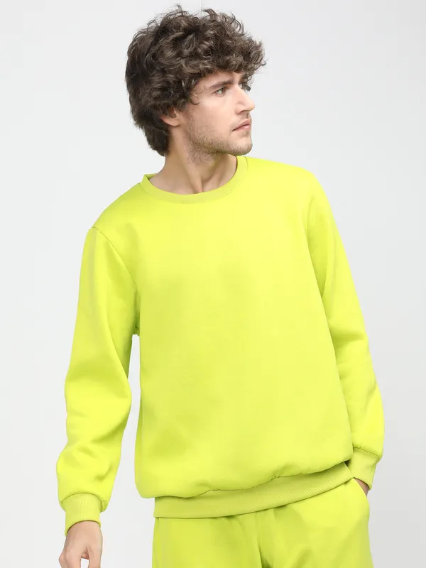 Highlander Men Yellow Round Neck Pullover Sweatshirt