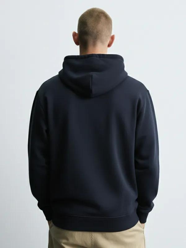 Highlander Men Navy Blue Hooded Pullover Sweatshirt