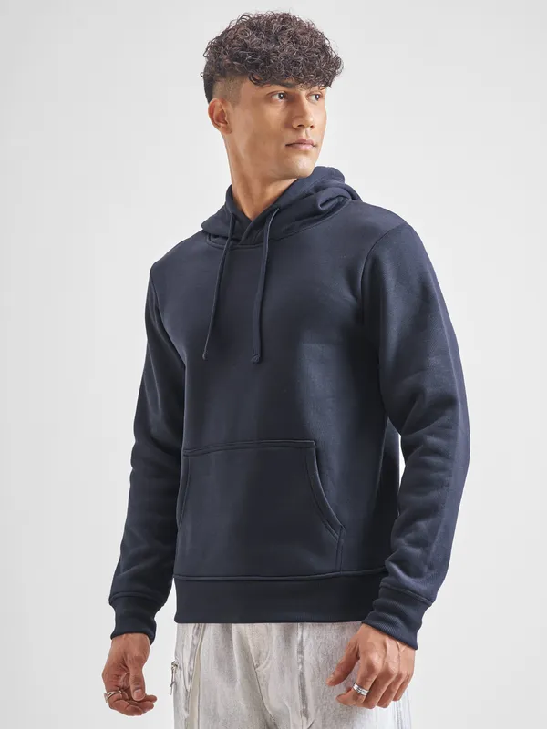 Highlander Men Navy Blue Hooded Pullover Sweatshirt
