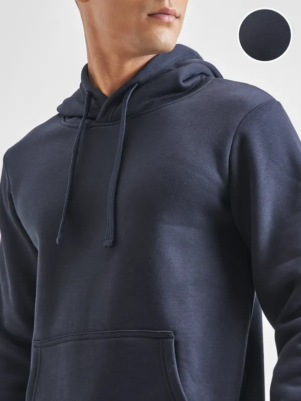 Highlander Men Navy Blue Hooded Pullover Sweatshirt