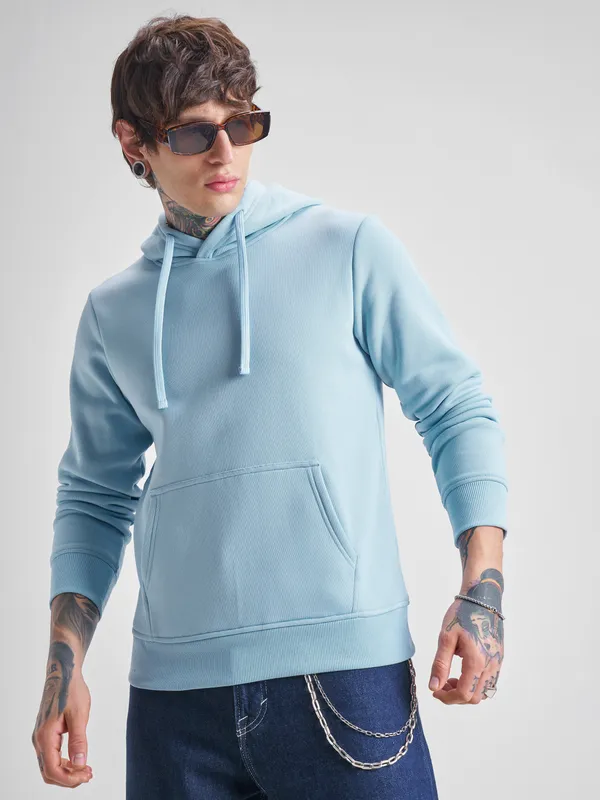 Highlander Men Blue Hooded Pullover Sweatshirt