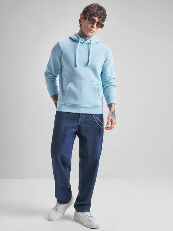 Highlander Men Blue Hooded Pullover Sweatshirt