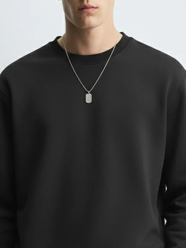 Highlander Men Black Round Neck Pullover Sweatshirt