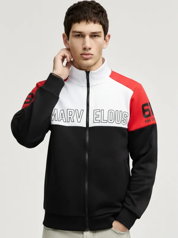 Highlander Men White High Neck Front-Open Sweatshirt