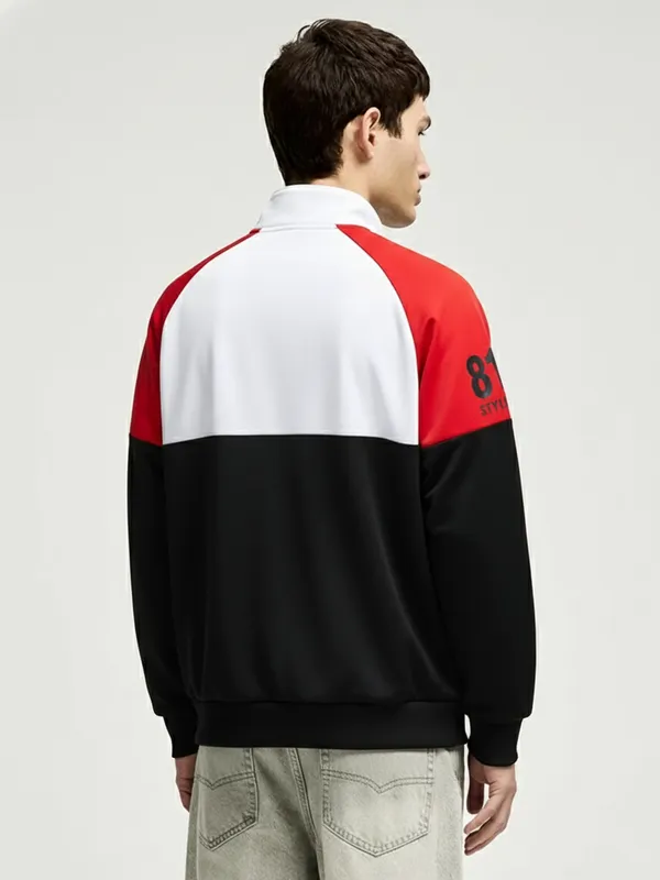 Highlander Men White High Neck Front-Open Sweatshirt