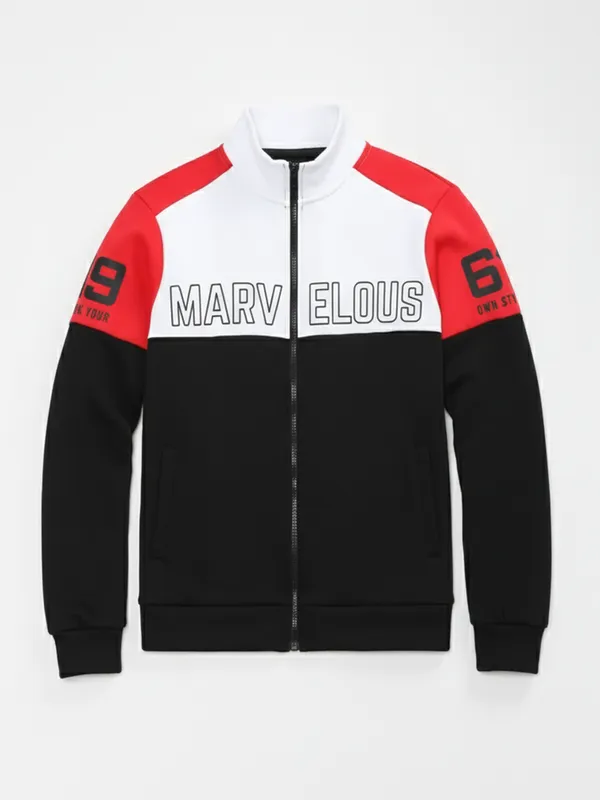 Highlander Men White High Neck Front-Open Sweatshirt