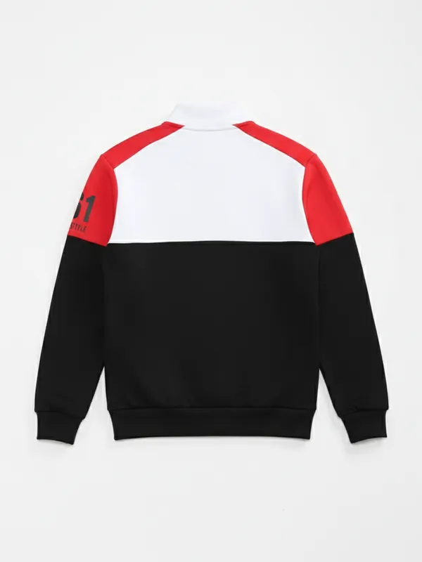 Highlander Men White High Neck Front-Open Sweatshirt