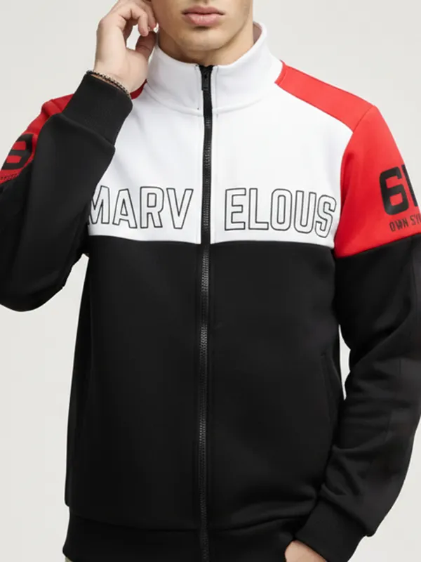 Highlander Men White High Neck Front-Open Sweatshirt