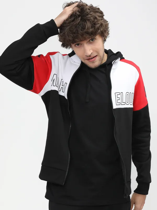 Highlander Men White High Neck Front-Open Sweatshirt