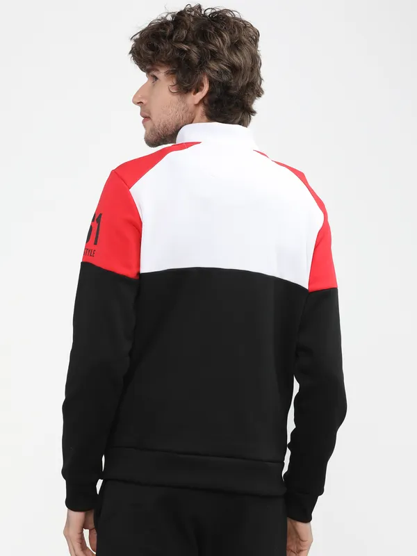 Highlander Men White High Neck Front-Open Sweatshirt