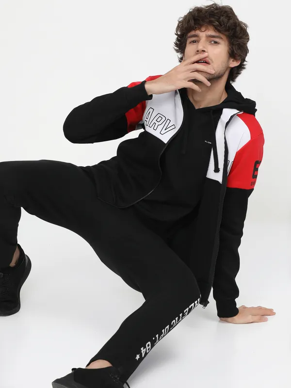 Highlander Men White High Neck Front-Open Sweatshirt