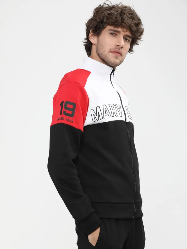 Highlander Men White High Neck Front-Open Sweatshirt