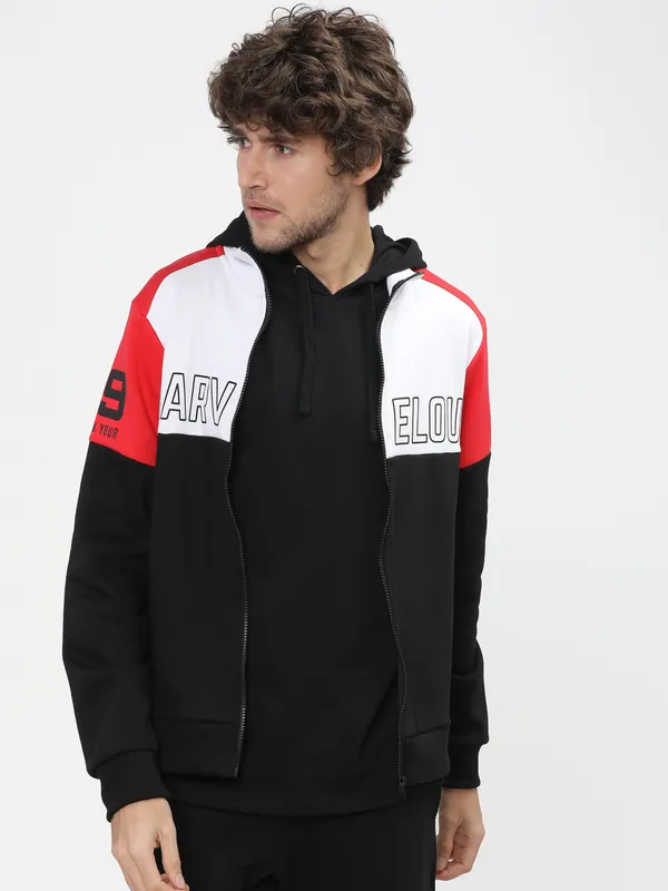 Highlander Men White High Neck Front-Open Sweatshirt