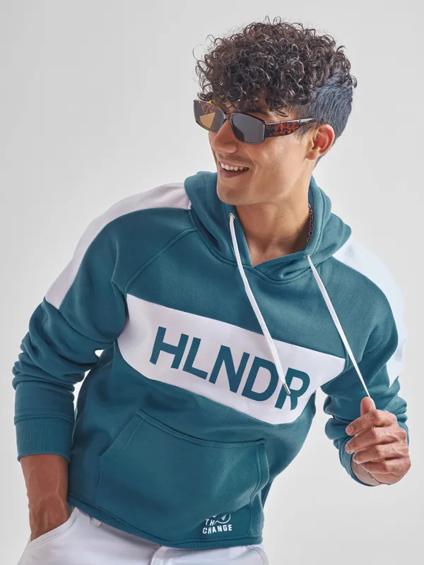 Highlander Men Teal Hooded Pullover Sweatshirt