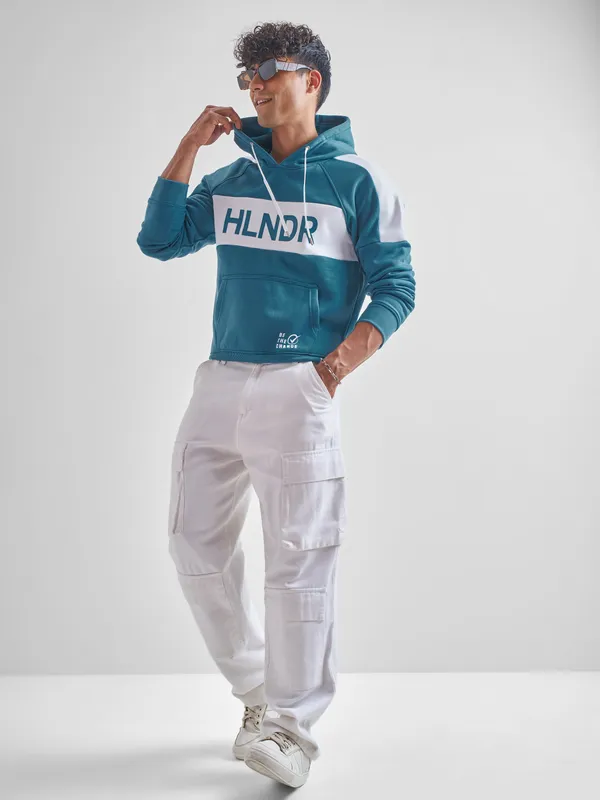 Highlander Men Teal Hooded Pullover Sweatshirt