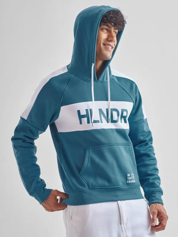 Highlander Men Teal Hooded Pullover Sweatshirt