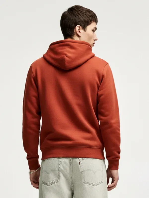 Highlander Men Red Hooded Front-Open Sweatshirt