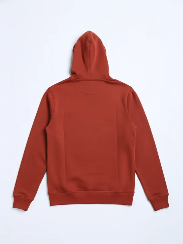 Highlander Men Red Hooded Front-Open Sweatshirt