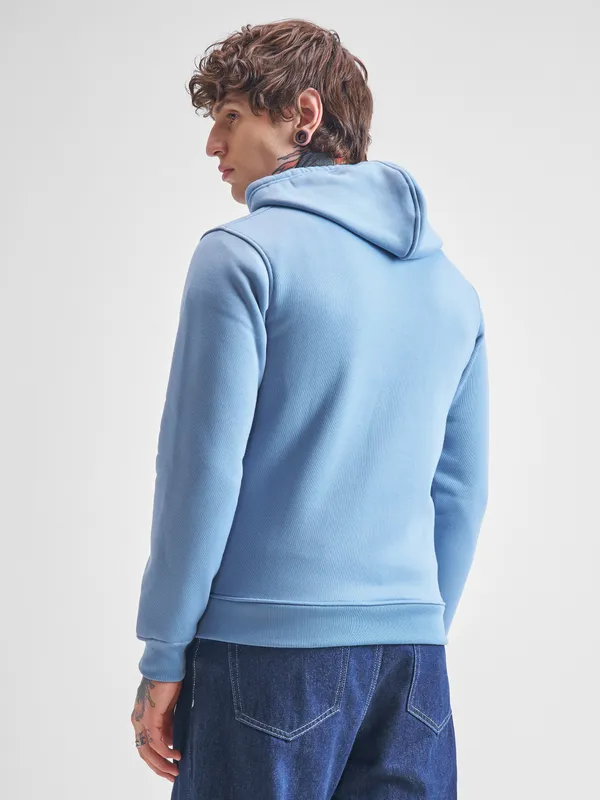 Highlander Men Blue Hooded Front-Open Sweatshirt
