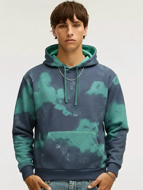 Highlander Men Navy Blue Hooded Pullover Sweatshirt