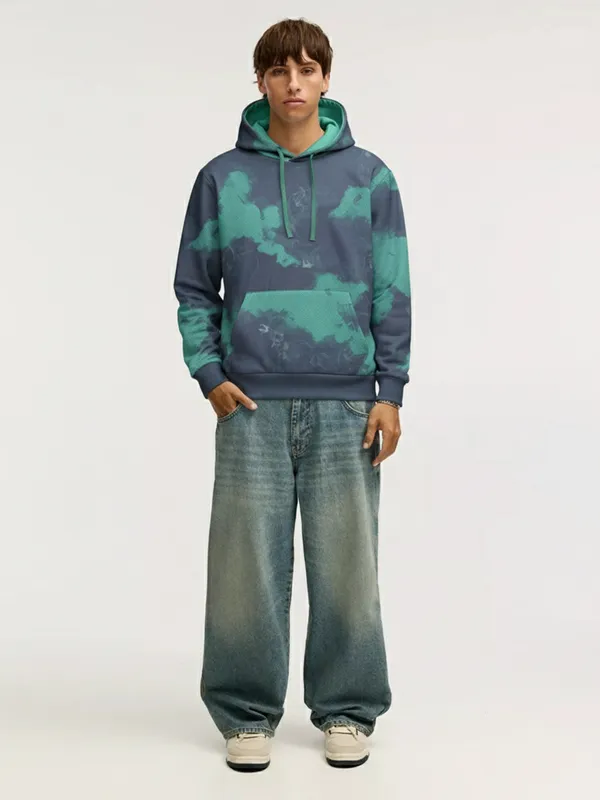 Highlander Men Navy Blue Hooded Pullover Sweatshirt