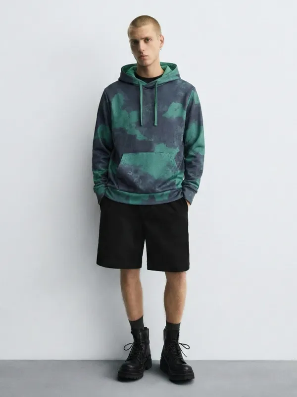 Highlander Men Navy Blue Hooded Pullover Sweatshirt