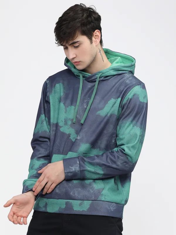 Highlander Men Navy Blue Hooded Pullover Sweatshirt