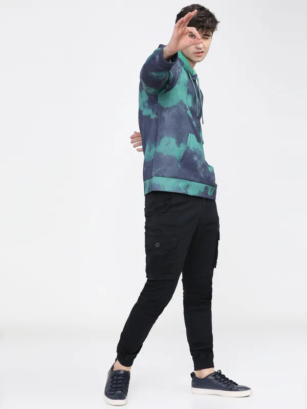 Highlander Men Navy Blue Hooded Pullover Sweatshirt