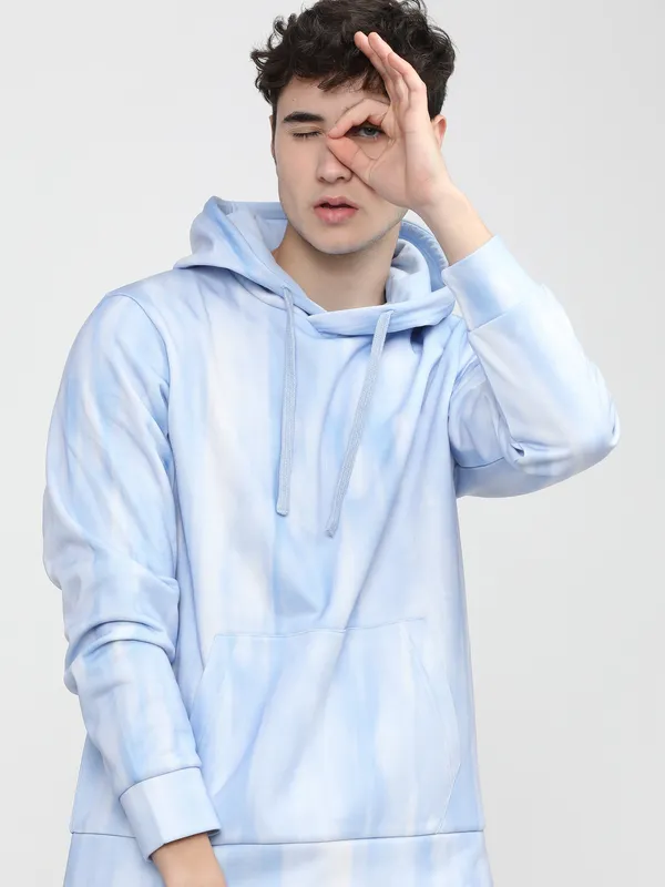 Highlander Men Blue Hooded Pullover Sweatshirt