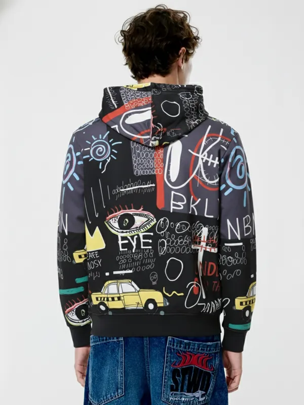 Highlander Men Black Hooded Pullover Sweatshirt