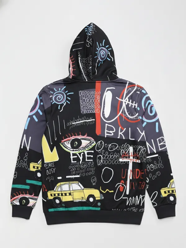 Highlander Men Black Hooded Pullover Sweatshirt