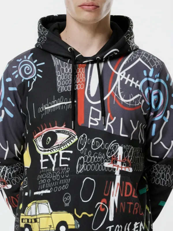 Highlander Men Black Hooded Pullover Sweatshirt