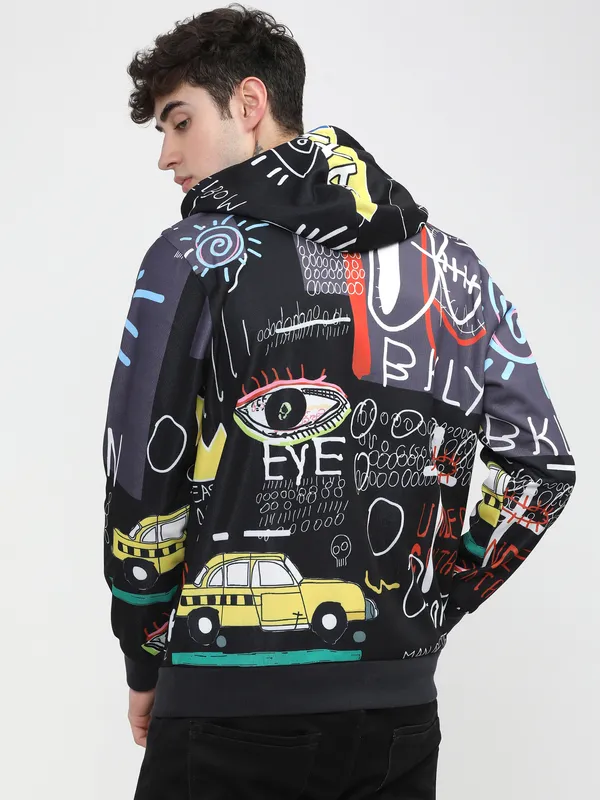 Highlander Men Black Hooded Pullover Sweatshirt