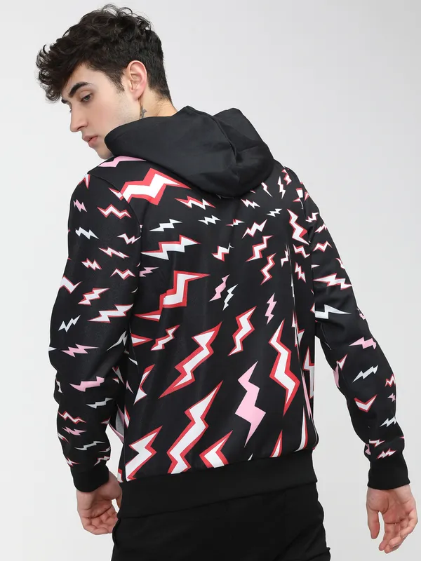 Highlander Men Black Hooded Pullover Sweatshirt