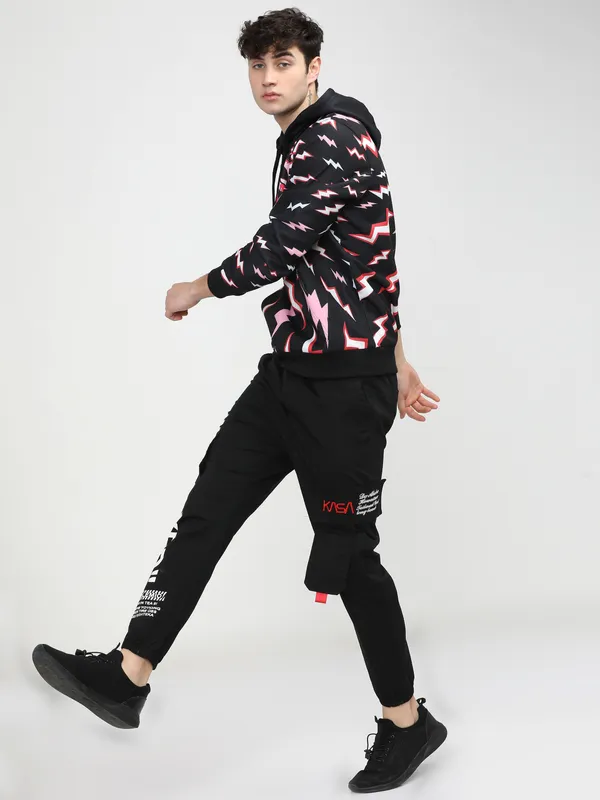 Highlander Men Black Hooded Pullover Sweatshirt