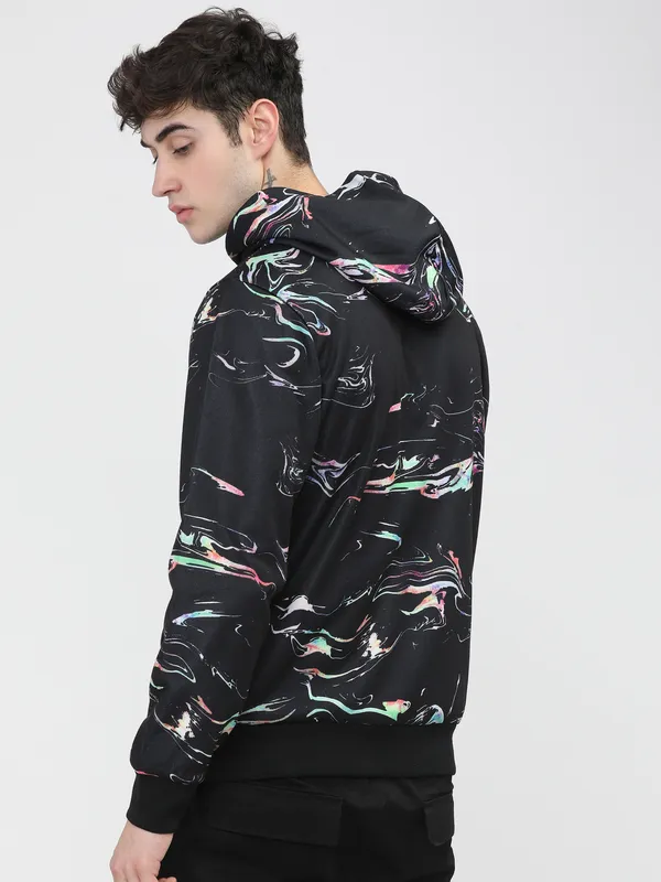 Highlander Men Black Hooded Pullover Sweatshirt