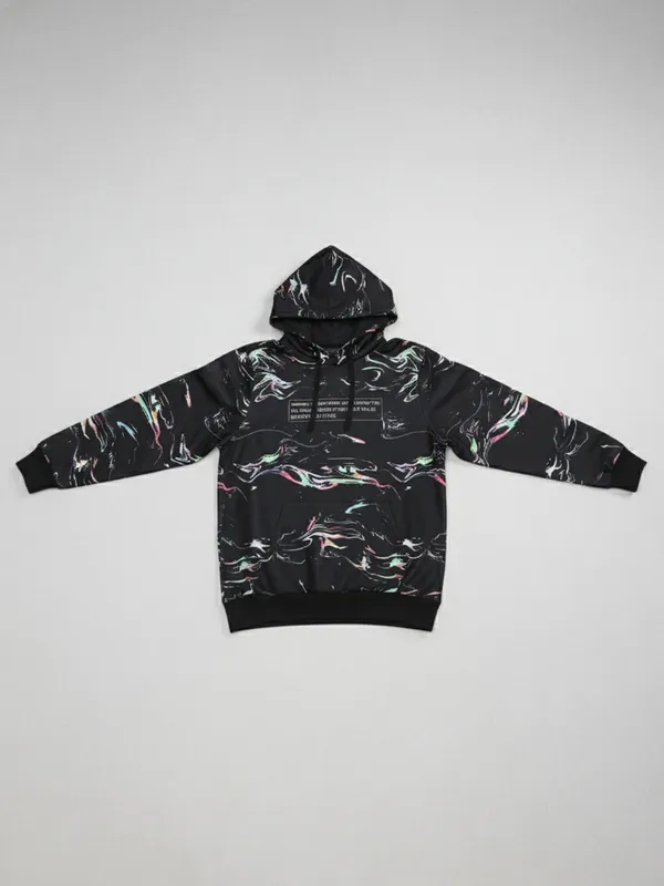 Highlander Men Black Hooded Pullover Sweatshirt