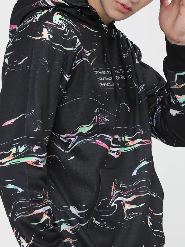 Highlander Men Black Hooded Pullover Sweatshirt