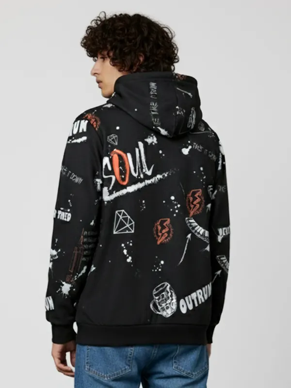 Highlander Men Black Hooded Pullover Sweatshirt