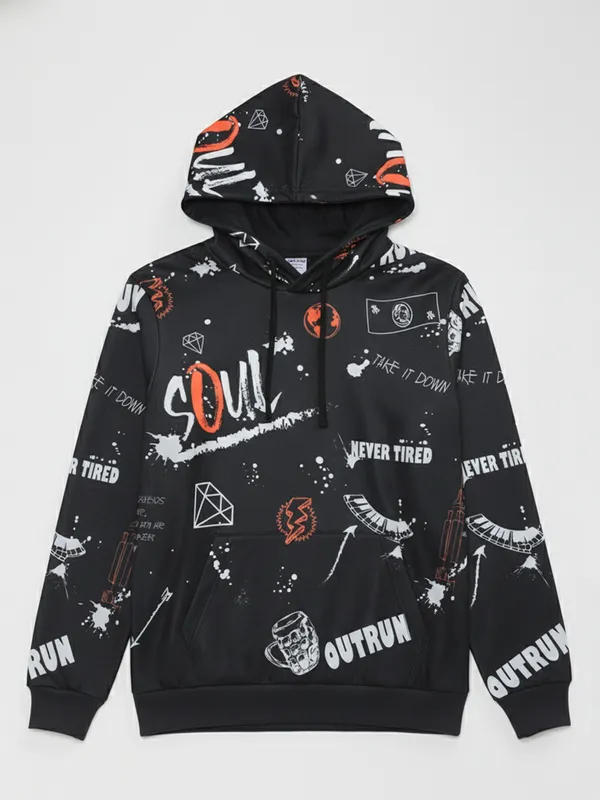 Highlander Men Black Hooded Pullover Sweatshirt