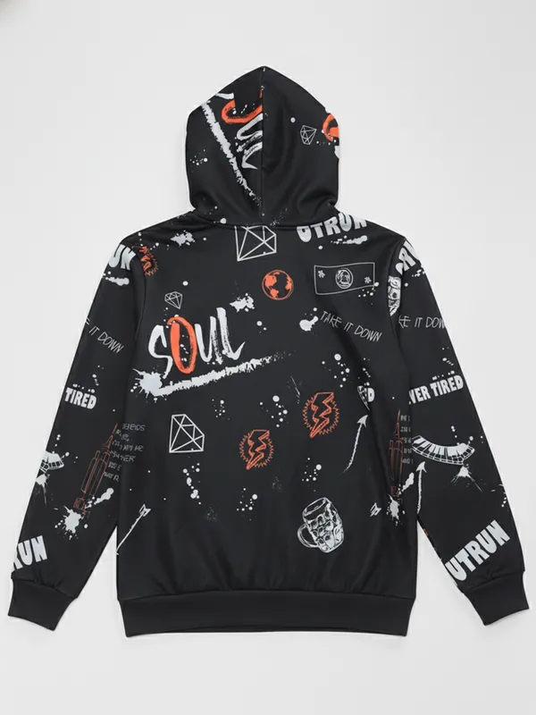 Highlander Men Black Hooded Pullover Sweatshirt